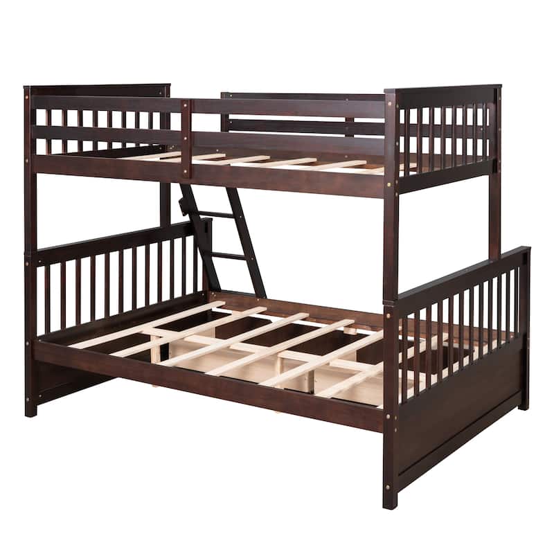 Twin-Over-Full Bunk Bed with Ladders and Two Storage Drawers(Espresso)