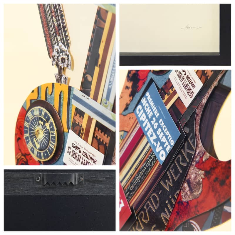 Empire Art "Electric Guitar" Alex Zeng's dimensional collage, under glass & a black shadow box frame