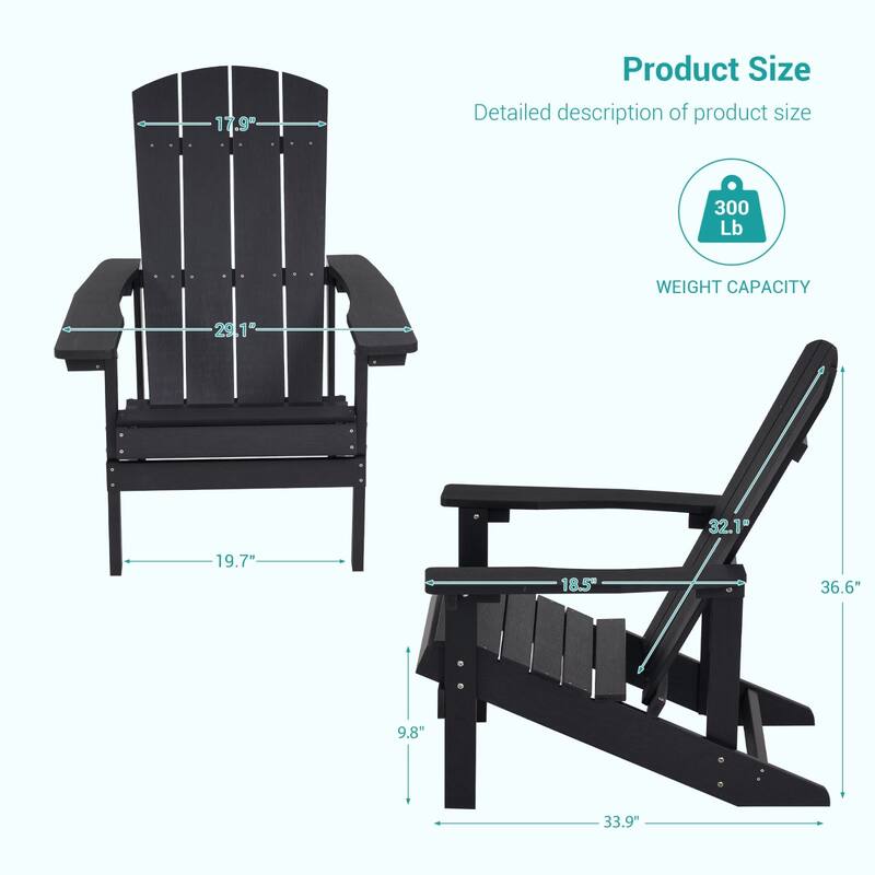 Bonosuki Patio Faux Wood Adirondack Chair Weather Resistant-Set of 2