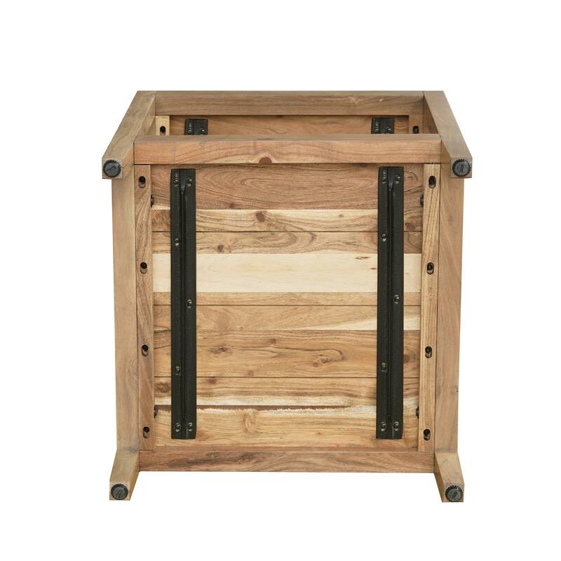 Whitman Light Brown Handmade Wood Side Table with Storage Shelf, 22"W x 22"D x 24"H by Sevita - 22"W x 22"D x 24"H