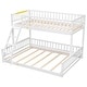 preview thumbnail 5 of 22, Solid Wood Bunk Bed with Ladder and Fence Guardrails, Twin XL over Queen Size Floor Bunk Bedframe with Slats Support