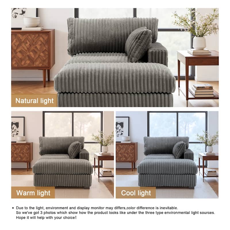 Modren Plush Upholstered Coner Chair and Ottoman Set