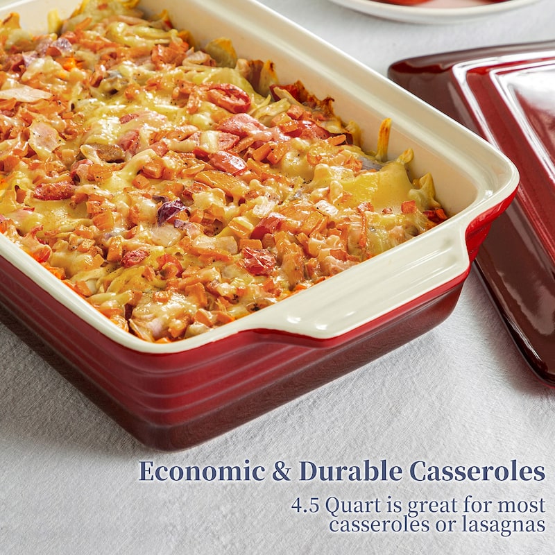 Nonstick Casserole Dish with Lid, 4.5 Quart Lasagna Pan Deep, 9x13 ...