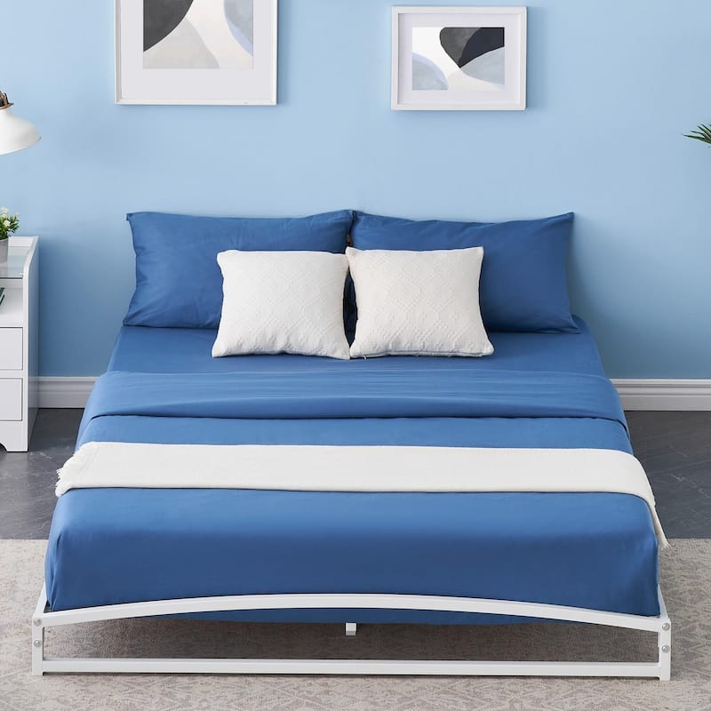 Low Bed Frame，Metal Platform Bed Frame with Arch Design