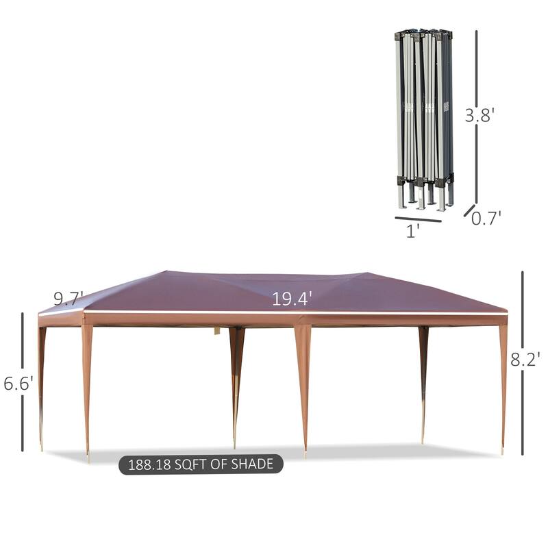 10' x 19.2' Pop Up Canopy Tent - Brown