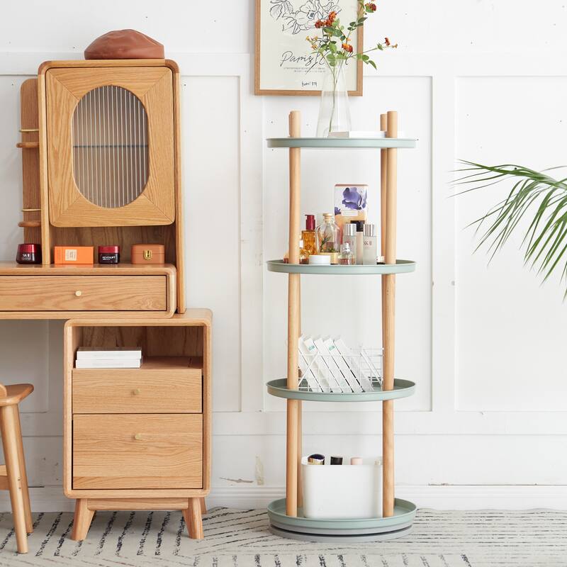 4 Tier 360° Rotating Bookshelf, Compact Design, Standing Shelf