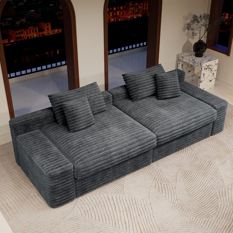 Cloud Boneless Sectional Couch, Modular Deep Seat Sofa, Upholstered Loveseat Corduroy Foam Sofa Couches for Living Room