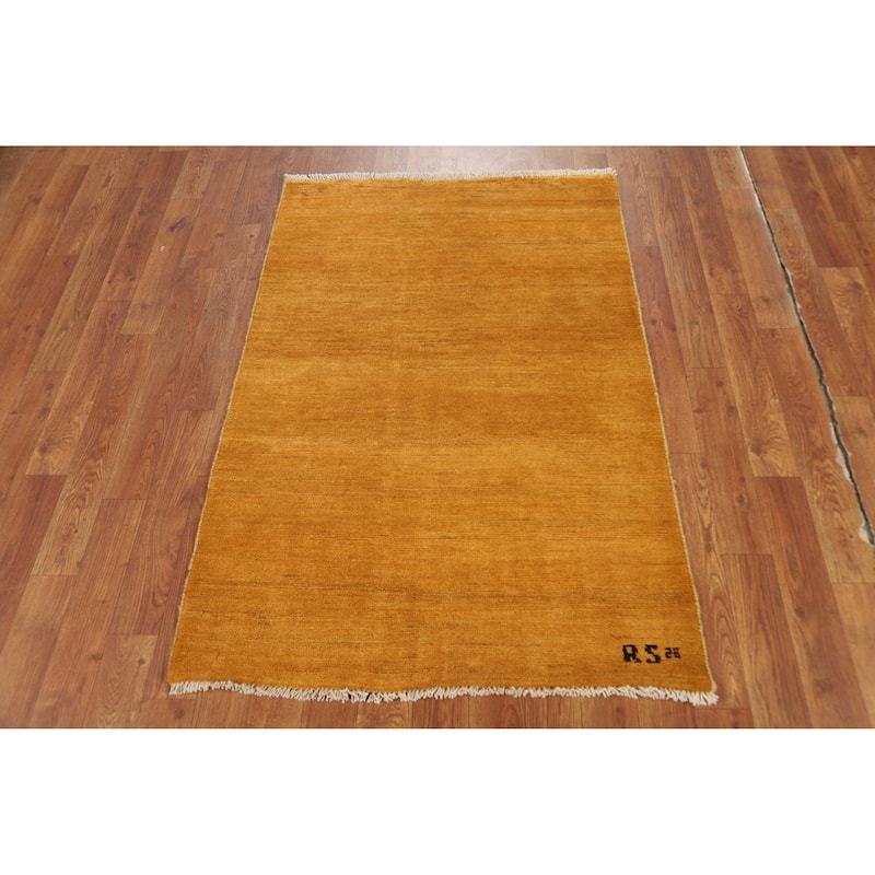 Gold Gabbeh Modern Foyer Rug Handmade Wool Carpet - 2'9"x 4'0"