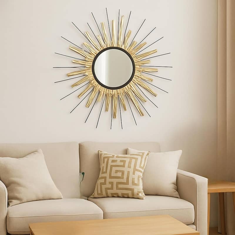Aria Home Gold Sunburst Mirror Wall Art Round Oversized Accent Decor