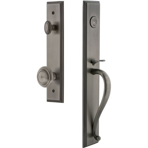 Grandeur CARSGRCIR_ESET_238 Carre Solid Brass Rose Keyed Entry Single Cylinder "S" Grip Handleset with Circulaire Knob and