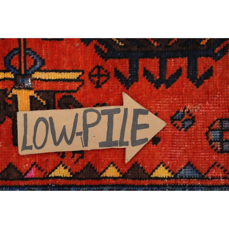 Hand Knotted Oriental 100% Wool Carpet Traditional Geometric Oranges & Rust Heriz Runner Rug - 14' 9'' X 3' 0''