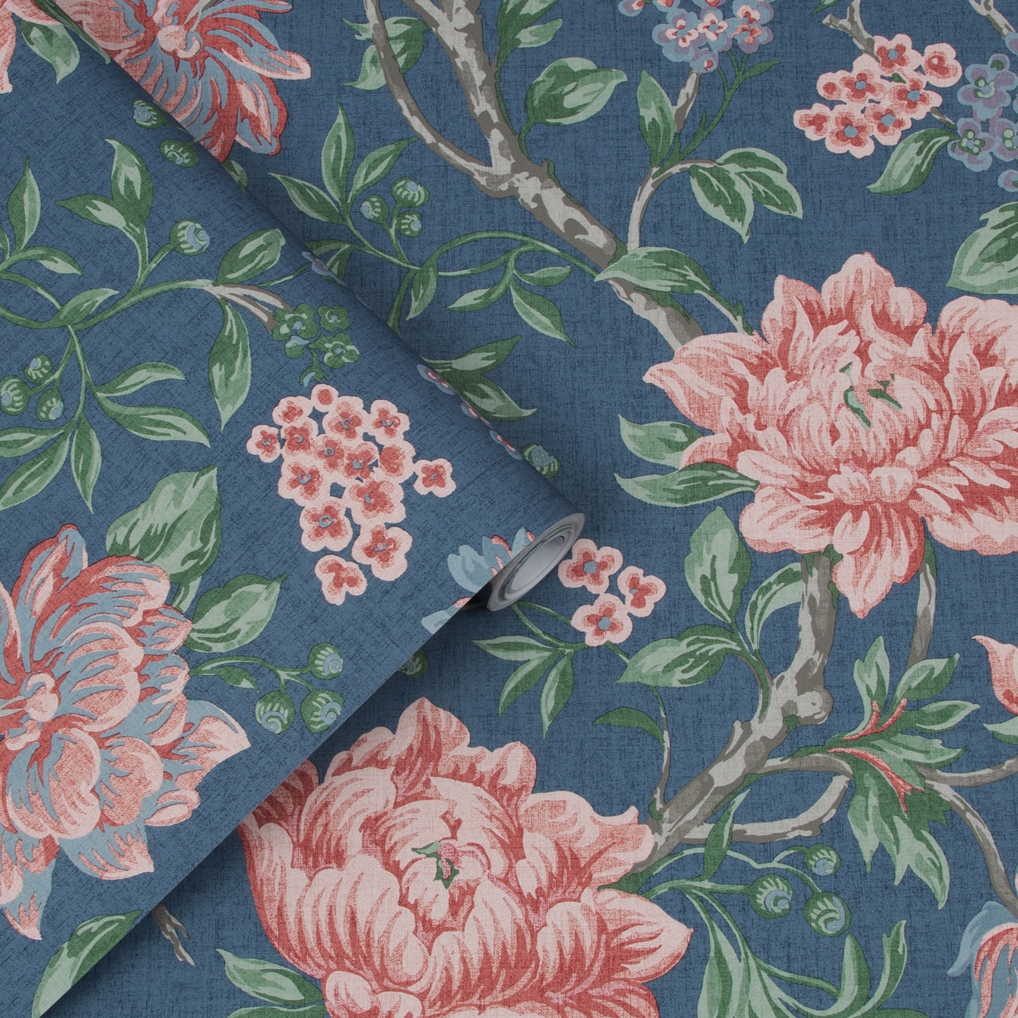 Laura Ashley Tapestry Floral Dark Seaspray Wallpaper - N/A - Bed