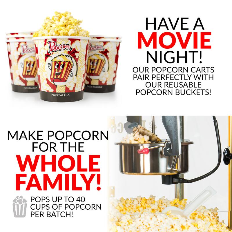 Nostalgia NKPCONCRT10RD Concession Popcorn Cart