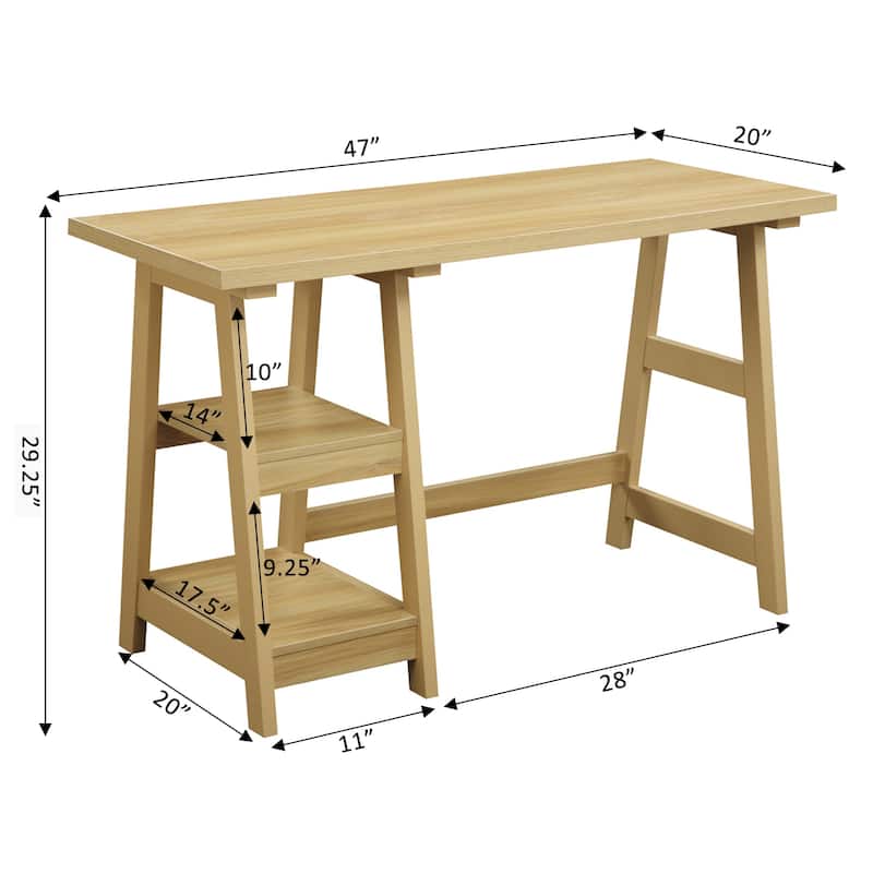 Convenience Concepts Designs2Go Trestle Desk with Shelves