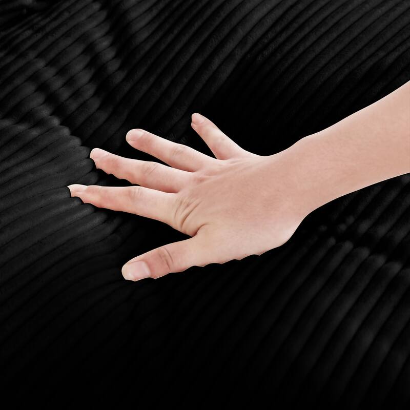 Corduroy Loveseat Sofa Couch with Storage Ottomans, Modern Sectional 2 Seater Sofa with Deep Seat, Pillows for Small Spaces