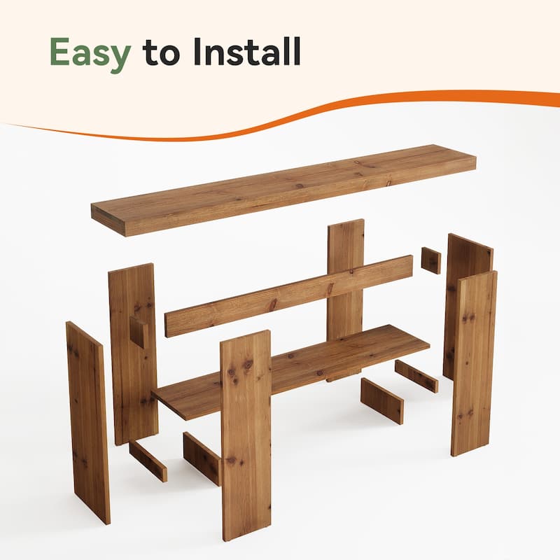63-Inch Solid Wood Entryway Table, Narrow Console Table