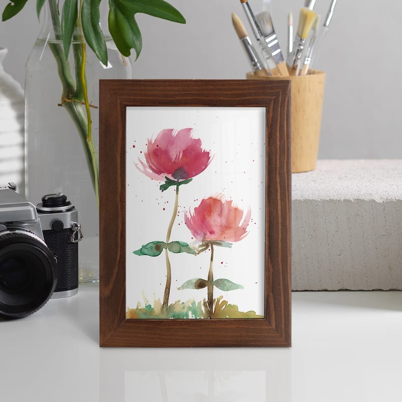 Pink Fleurs I -Framed Print w/glass-Cherry Red