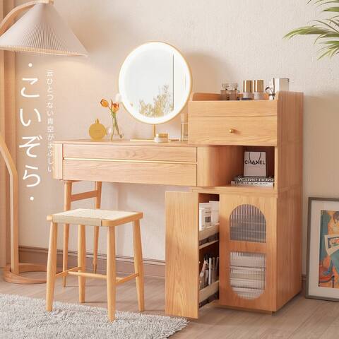 JASIWAY Round LED Metal Dresser Mirror