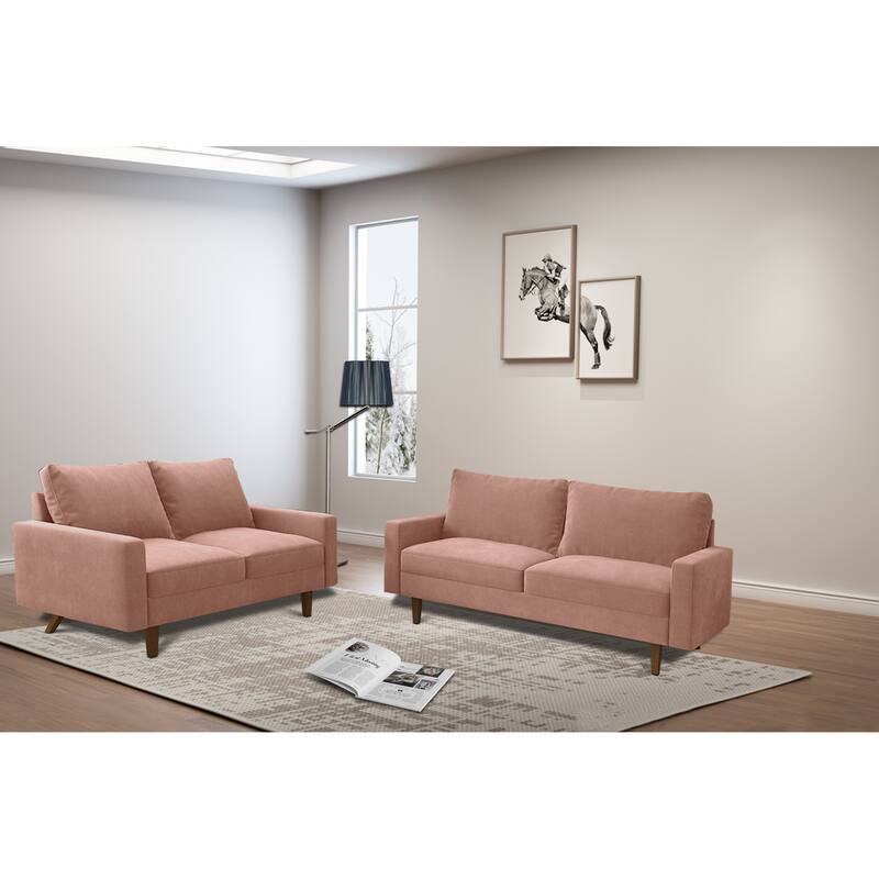 Velvet 2 Piece Loveseat and Sofa Living Room Set