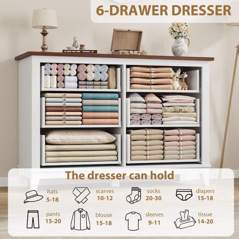 47" Wide Drawer Dresser, with Storage Freestanding