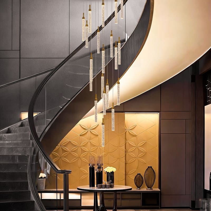 20 Lights Remote Control Dimmable LED Modern Large Hanging Pendant Light Fixture Flush Mount Chandeliers for Entryway Foyer