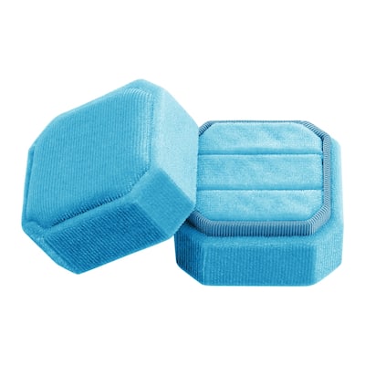 Velvet Ring Box for Proposal, Engagement, Wedding, Ceremony, Double Jewelry Ring Box Storage Ring Holder Box - 5*5*4cm
