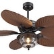 preview thumbnail 2 of 64, 44"/52" Palm Leaf Tropical Ceiling Fan with Light and Remote,Indoor and Outdoor Ceiling Fan,Waterproof 52"-Brown3