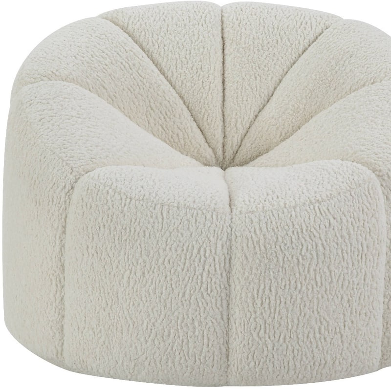 HomeRoots 38" White And Black Sherpa Swivel Barrel Chair - 38