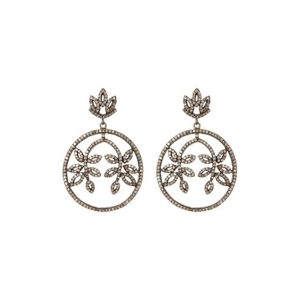 Genuine Diamond Leaf Earring Sterling Silver Oxidised Finish Genuine Diamond Leaf Earring Sterling Silver Oxidised Finish