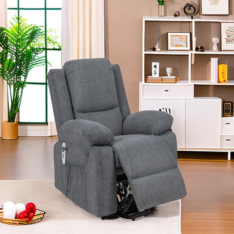 Power Lift Recliner Chair for Elderly With Massage and Heating with Cup Holders