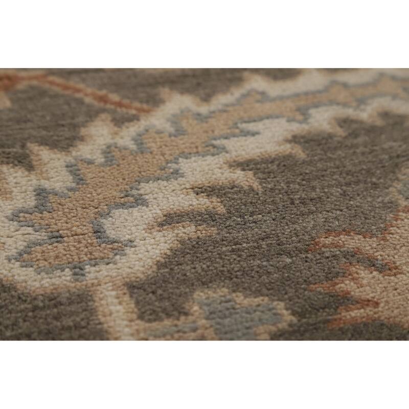 Transitional Floral Oushak Style Area Rug Handmade Wool Carpet - 7'11" x 10'1"