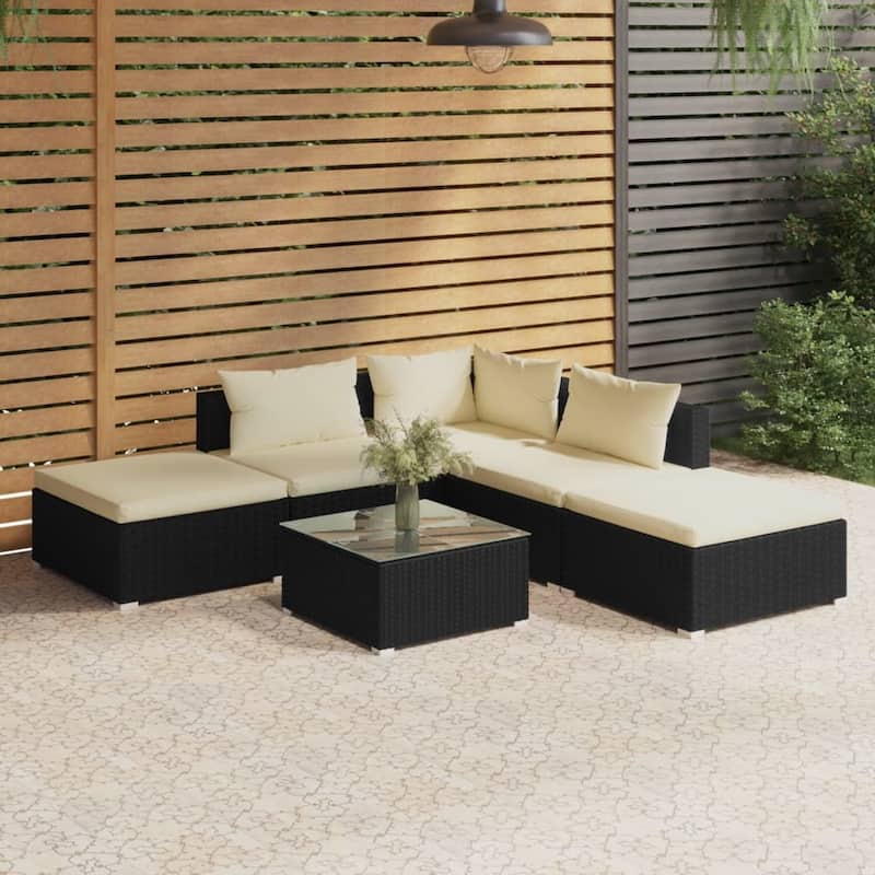 vidaXL Patio Lounge Set Outdoor Sectional Sofa Set Table Garden Poly Rattan