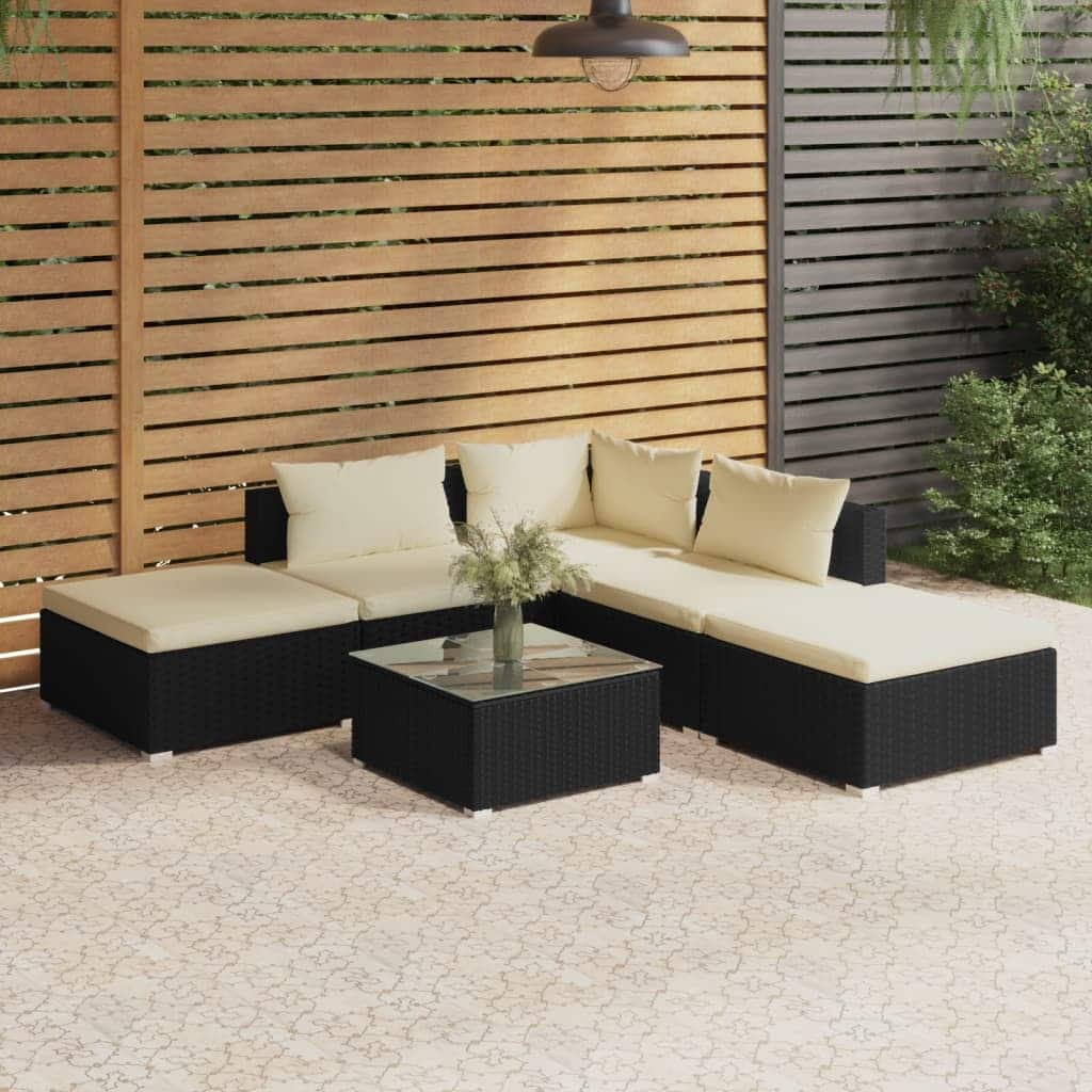 vidaXL Patio Lounge Set Outdoor Sectional Sofa Set Table Garden Poly Rattan
