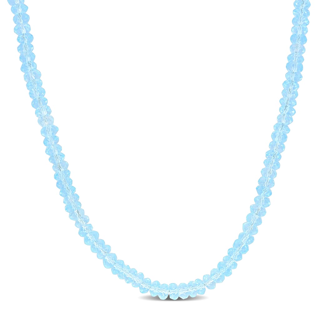 Miadora 19ct TGW Fancy-Cut Sky Blue Topaz Bead Necklace Sterling Silver-17+2 in.