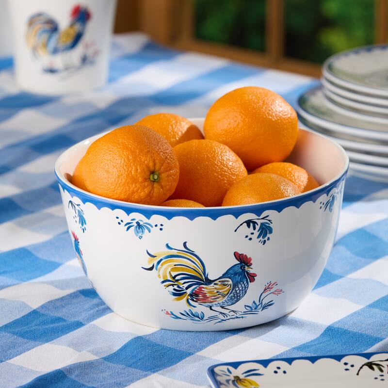 Certified International French Rooster 198 oz. Deep Bowl - 11.00"L x 11.00"W x 5.50"H
