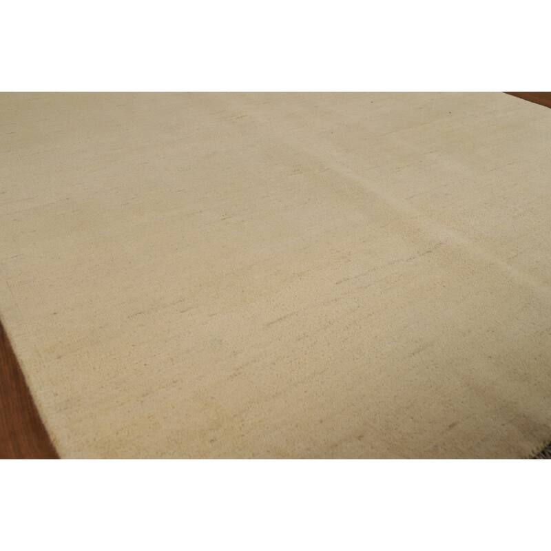 Modern Gabbeh Oriental Rug Handmade Beige Wool Carpet - 4'11"x 6'8"