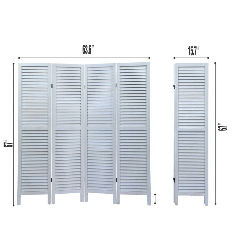 4Panel White Louvered Room Divider Folding Partition Privacy Screens