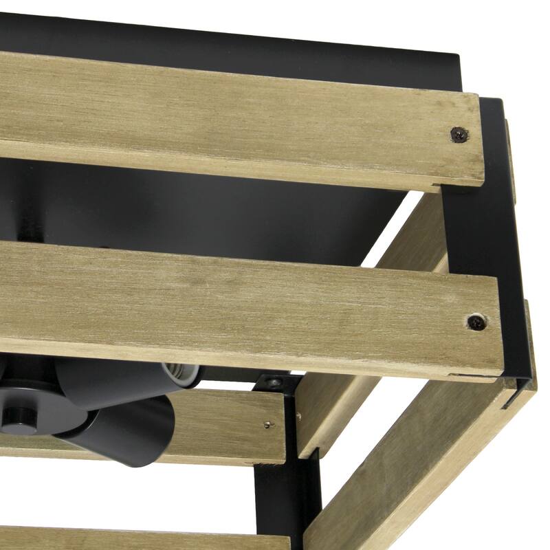 14" 4-Light Flush Mount Ceiling Light - Metal Wood Farmhouse Style - Bedroom Living Room Hallway - 14