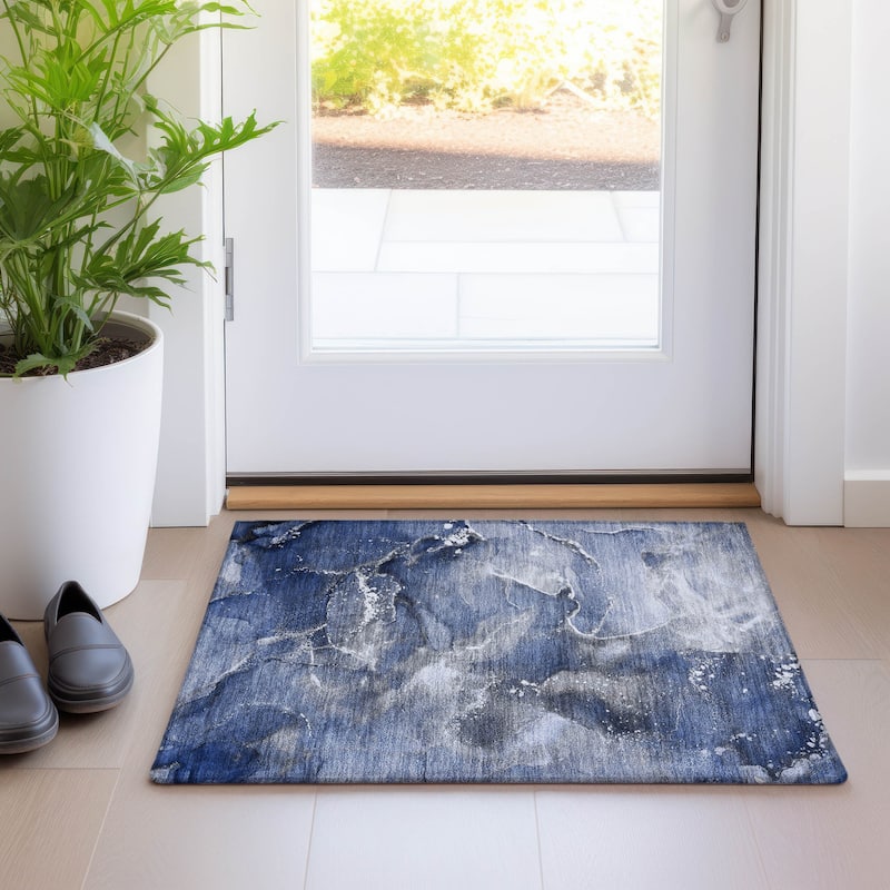 Machine Washable Indoor/ Outdoor Abstract Chantille Rug