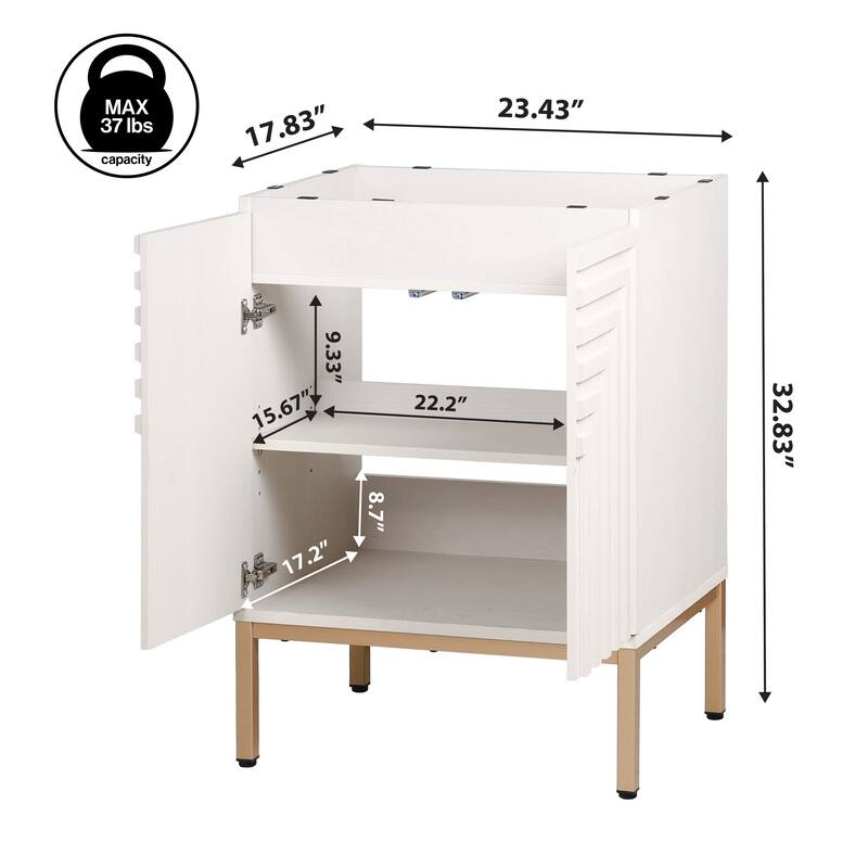 Rowan Geometric Modern Transitional 2-Shelf Bath Vanity Cabinet Only (Sink Basin Not Included), By JONATHAN Y