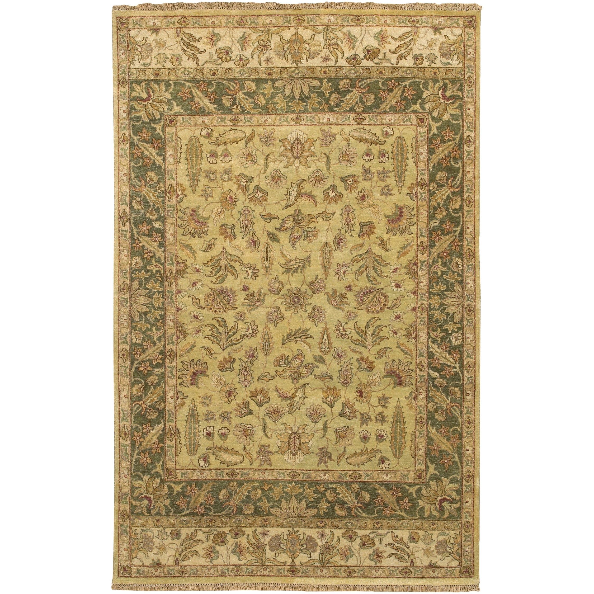 slide 1 of 1, Hand-knotted New Zealand Wool Area Rug - 3' 9" x 5' 9" Olive - 3' 9" x 5' 9" - Rectangle
