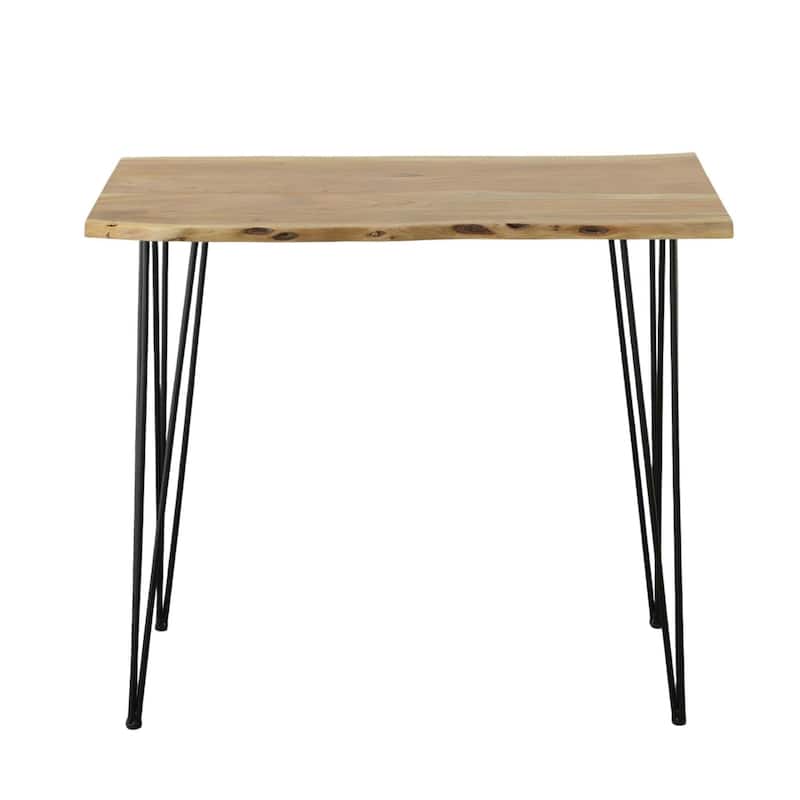 Wooden Top Live Edge Bar Table - 42" - Brown and Black
