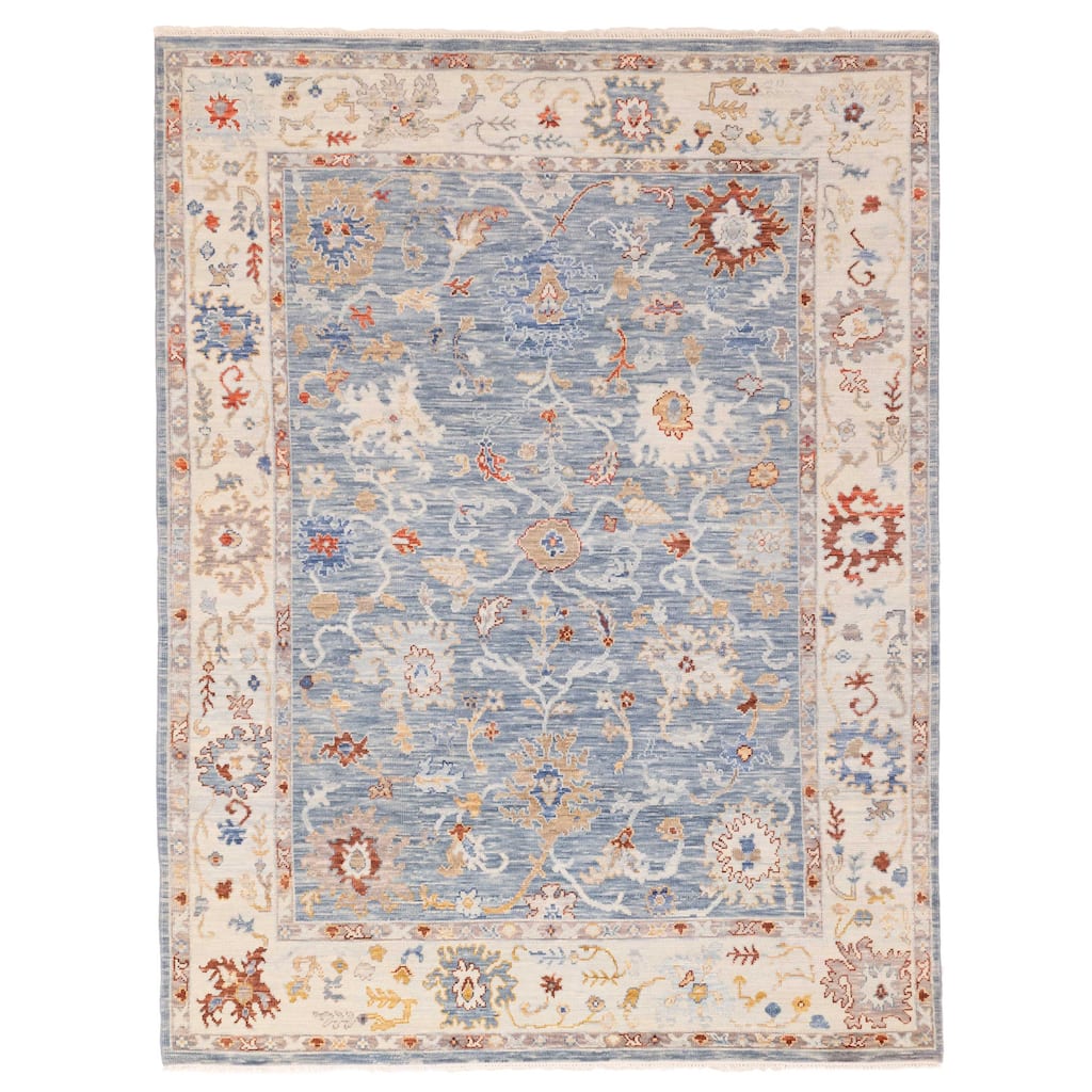 ECARPETGALLERY Hand-knotted Modern Oushak Dark Blue Wool Rug - 7'10 x 10'2