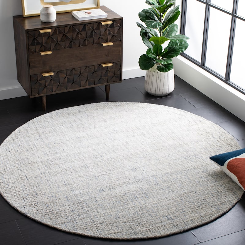 SAFAVIEH Handmade Abstract Lilo Modern Wool Rug - 6' Round - Silver/Blue