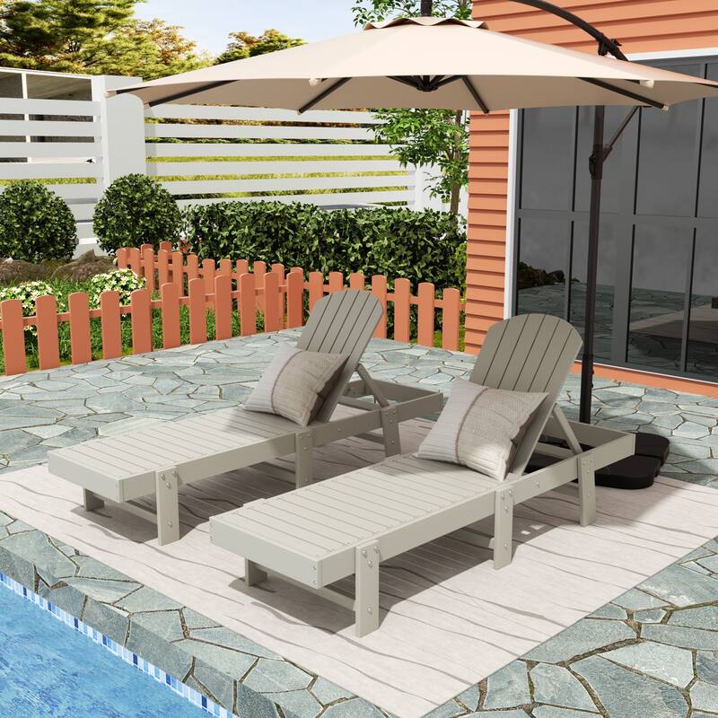 Altura Armless Poly Eco-Friendly All Weather Reclining Chaise Lounge (Set of 2) - Sand