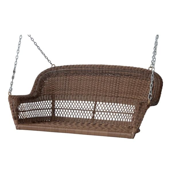 slide 2 of 2, Resin Wicker Porch Swing Beige