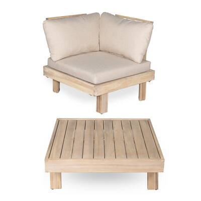 Christopher Knight Home - Topia Mid-Century Outdoor Sectional Sofa Set with Coffee Table and Water-Resistant Cushions