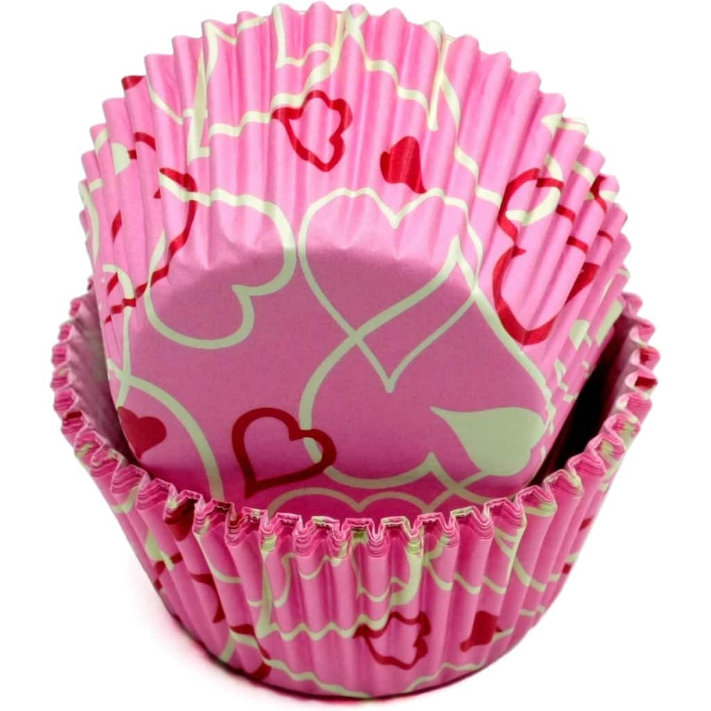 Chef Craft Pink Hearts-Patterned Paper Baking Cups - 50 Count Cupcake Liners