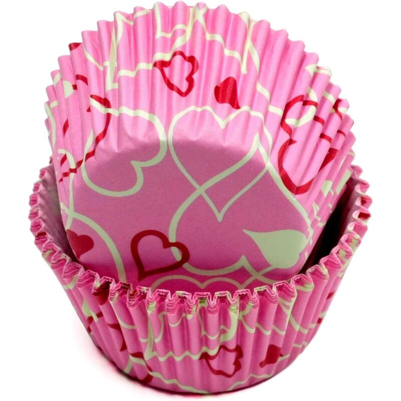 Chef Craft Pink Hearts-Patterned Paper Baking Cups - 50 Count Cupcake Liners - Pink