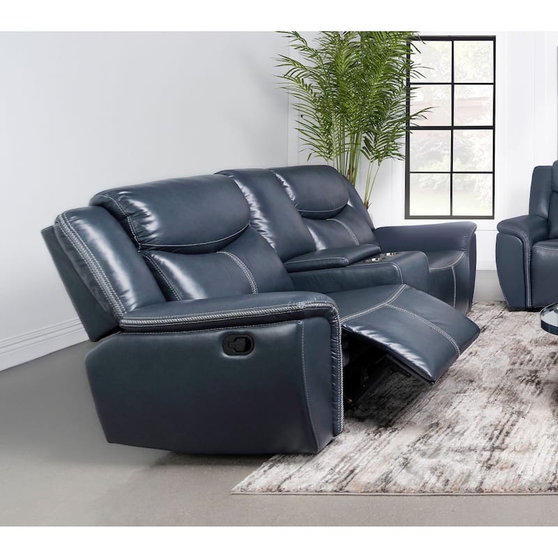 Sloane Upholstered Padded Arm Reclining Loveseat Blue